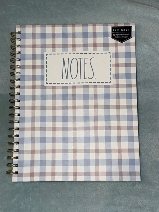 Rae Dunn Blue & Purple Plaid Spiral Notebook