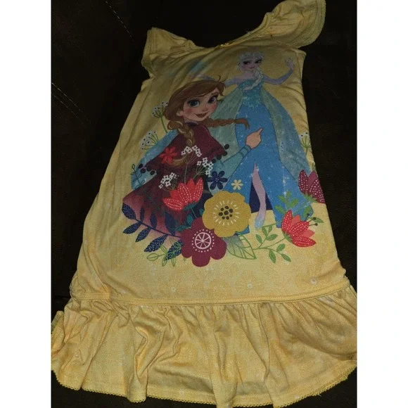 Disney store princess frozen elsa anna nightgown sleep pajamas size 7‎ 8
