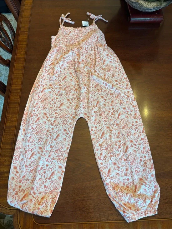 GAP Pink and Cream Floral Smocked romper for toddler girls