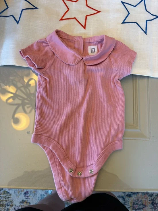 GAP Pink Ribbed Peter Pan Collar One-Piece