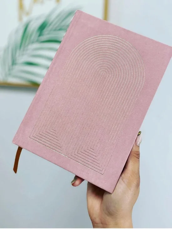 Lined Suede Hardcover Notebook - Pink