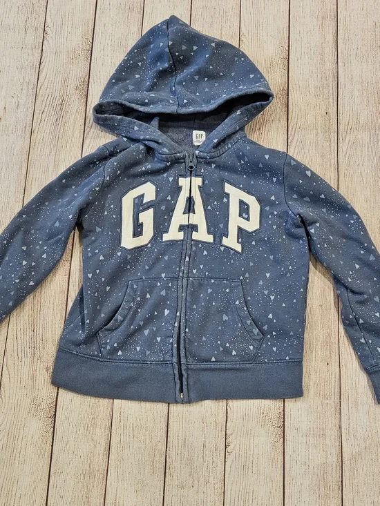 GAP Blue Hooded Zip Sweatshirt with Triangle Print