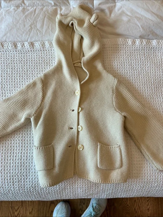 GAP Cream Knit Hooded Sweater with Bear Ears