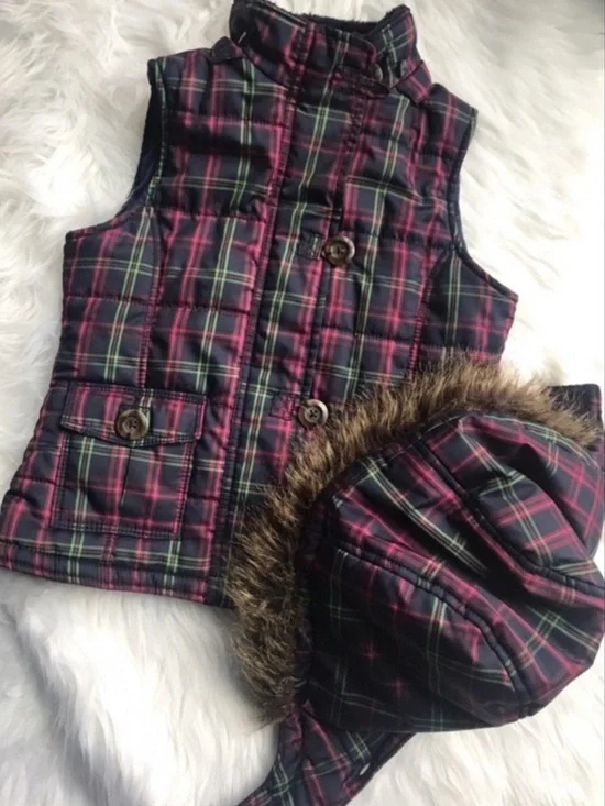 GAP Plaid Puffer Vest