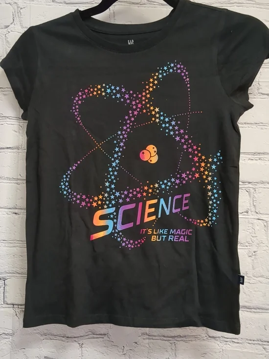 GAP Black Short-Sleeve Tee with Rainbow Star Atom Graphic