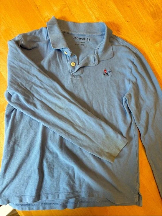 Crewcuts Light Blue Long-Sleeve Polo with Small Embroidered Logo