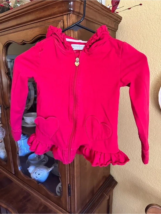 Tommy Bahama Little Girls Bright Pink Ruffle Hooded Zip Jacket