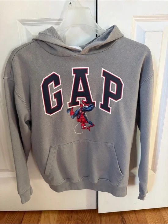 GAP Gray Hoodie with Navy & Red Spider-Man Graphic