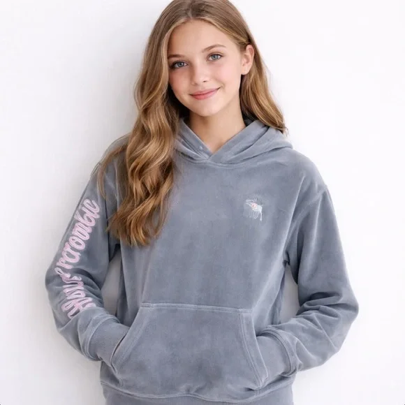 abercrombie kids girls gray logo hoodie sweatshirt  Size 13- 14