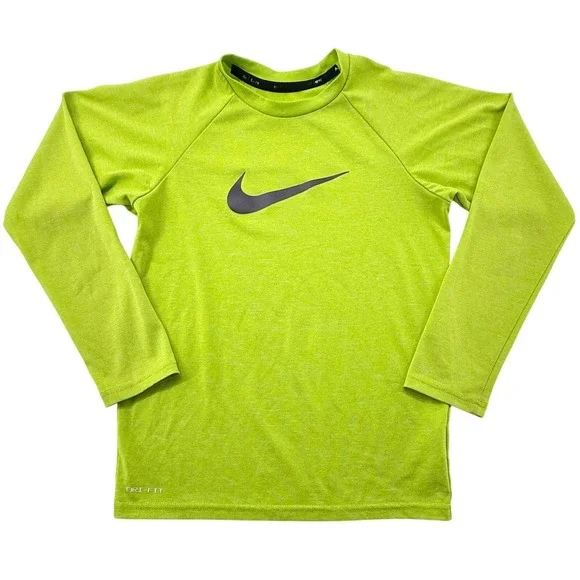 Nike Youth Medium‎ Dri Fit Long Sleeve Shirt Neon Green Athletic Boys