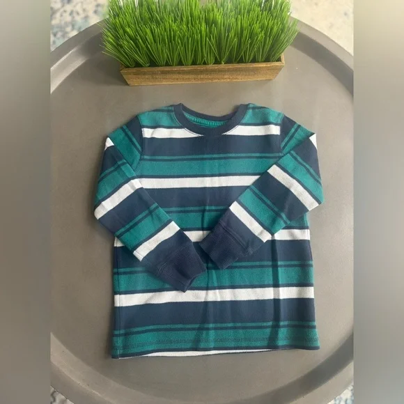 Sonoma Kids Long Sleeve Shirt - Teal and Navy Stripes Size 5/6
