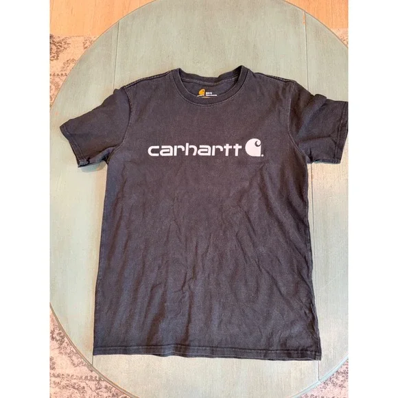 Carhartt Boys Black Logo Graphic T-Shirt Short Sleeve Original Fit Size M 8-10