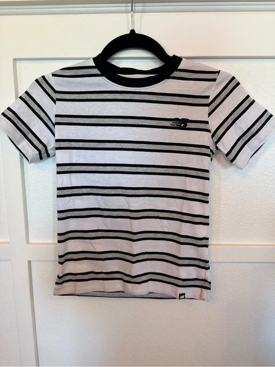 New Balance Black & White Striped Short-Sleeve Tee