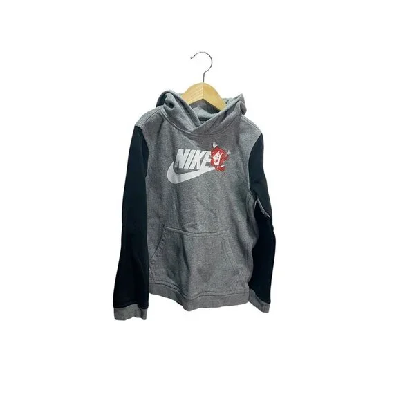 Nike Colorblock Shoebox Graphic hoodie size youth M Gray Black Sporty‎