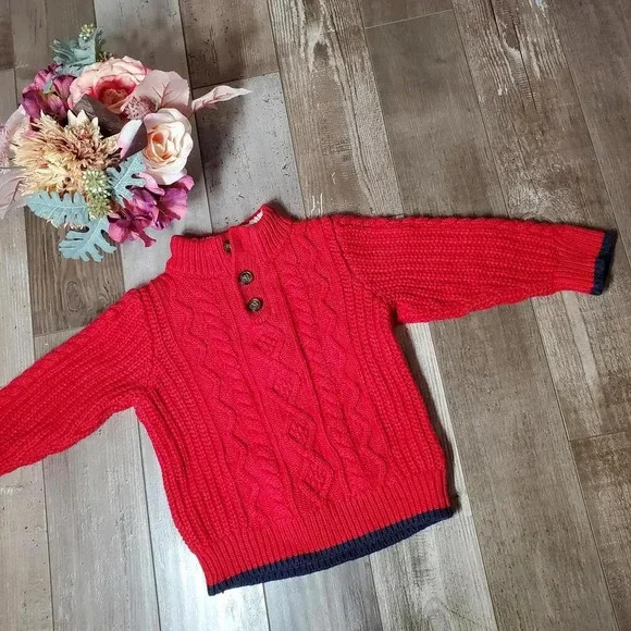 babyGap Toddler Cable-Knit Mockneck Sweater Pure Red Size 3 Years