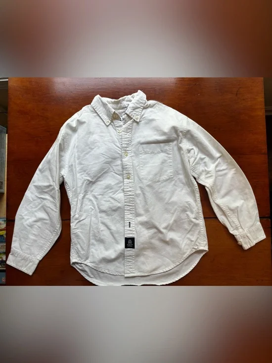 GAP Kids Authentic Oxford Shirt White Button-Down | Size M (7-8) | 100% Cotton