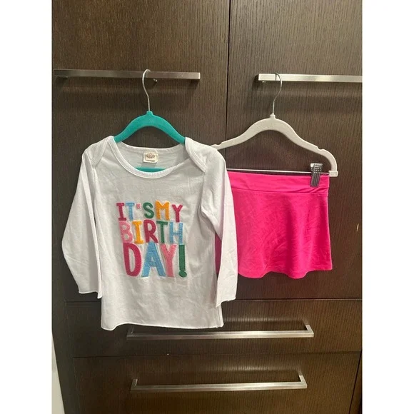 Birthday shirt long sleeve and matching skirt‎ size 4-5