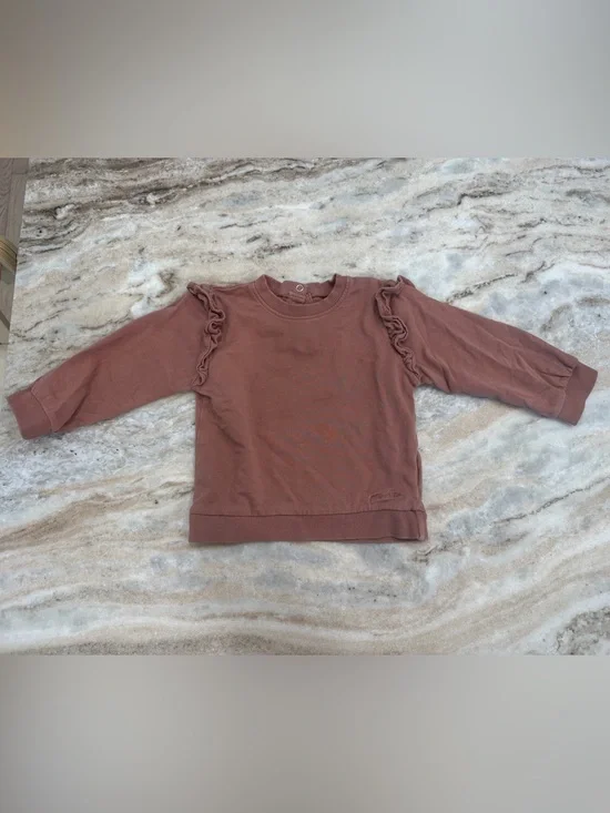 Pehr ruffle sleeve crew neck sweatshirt size 12-18m