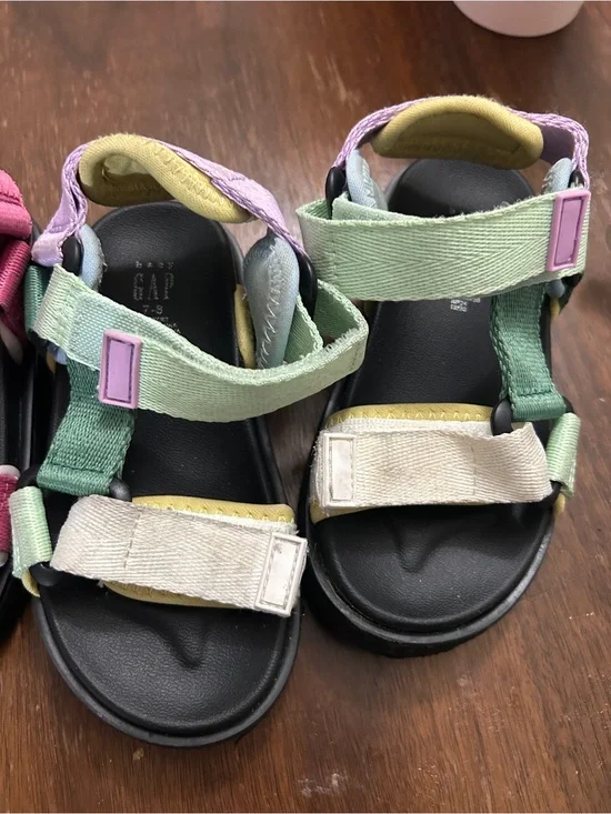 2pair of GAP Kids Pastel Multi-Strap Sport Sandals - Mint, Lavender & Cream