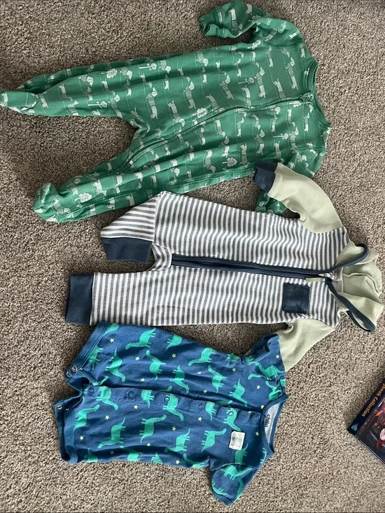 GAP Green & Navy Striped and Dino Print Kids Pajama Bundle