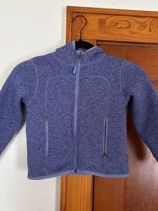 L.L. Bean Kids Heathered Purple Hooded Zip Fleece