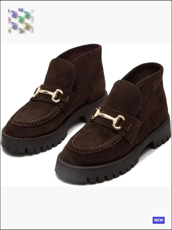 Chunky Heel Ankle Booties Platform Slip On Fall Winter Short Boots