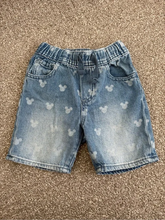 Gap Toddler Boys Disney Mickey Mouse Soft Light Blue Denim Shorts