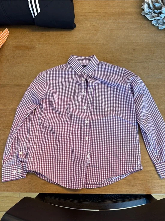 Lands' End Purple Gingham Button-Down Shirt