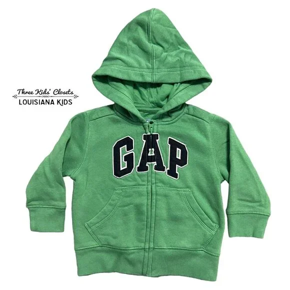 Baby Gap 12-18m Green Appliqué Zipper Hoodie Sweatshirt