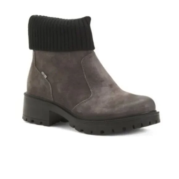 IGI & Co Womens Dark Grey‎ Leather Booties Made in Italy Size 35 - US Size 5 New