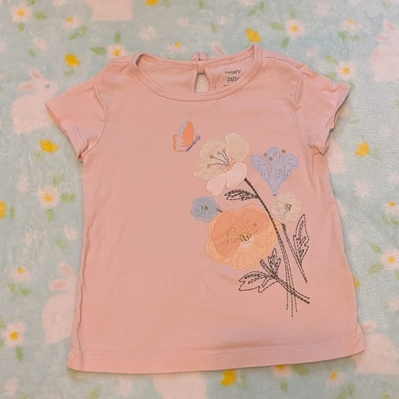 Carter's Soft Pink Floral Butterfly Toddler 2T Tee