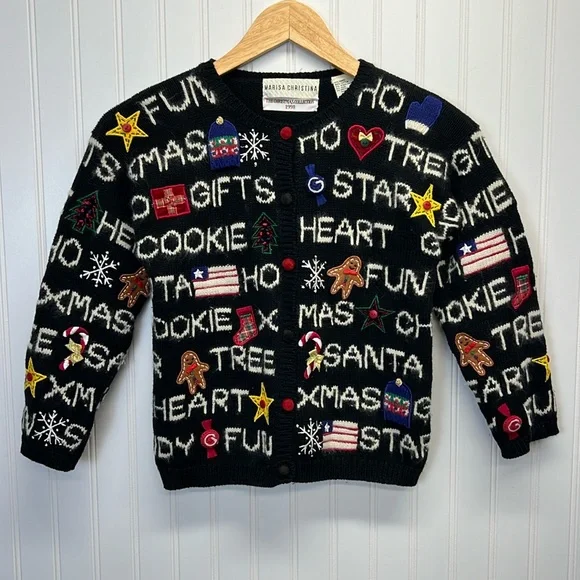 Vintage Girls Marisa Christina‎ Christmas Cardigan Sweaters Sz L
