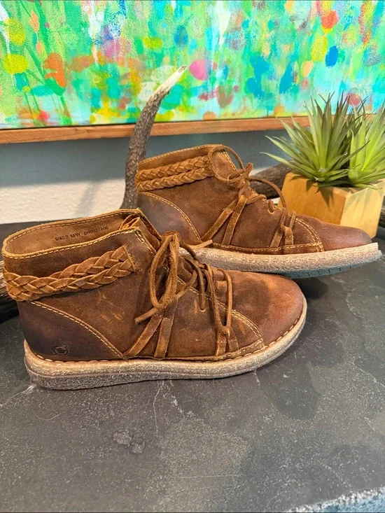 Brown Suede Lace-Up Ankle Boots