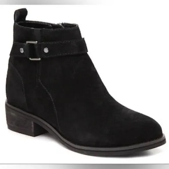 Blondo Luca Waterproof Black Suede Leather Harness Strap Ankle Boots Booties‎