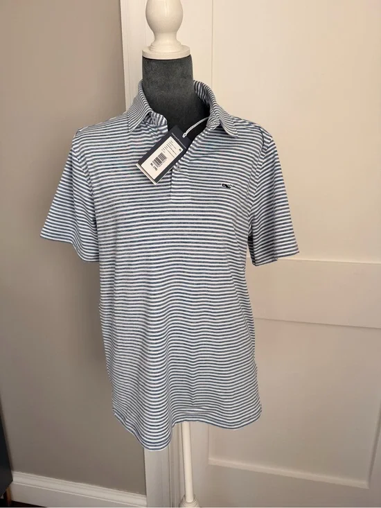 Vineyard Vines Short Sleeve Polo - Blue & White Striped