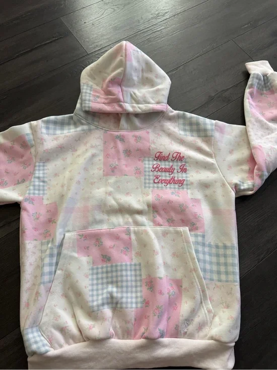 Altar’d State Pink Patchwork Hoodie size XS