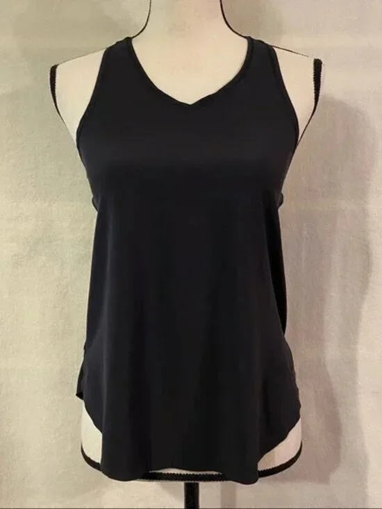 Ivivva black racerback v-neck laser cut Set Motion tank top