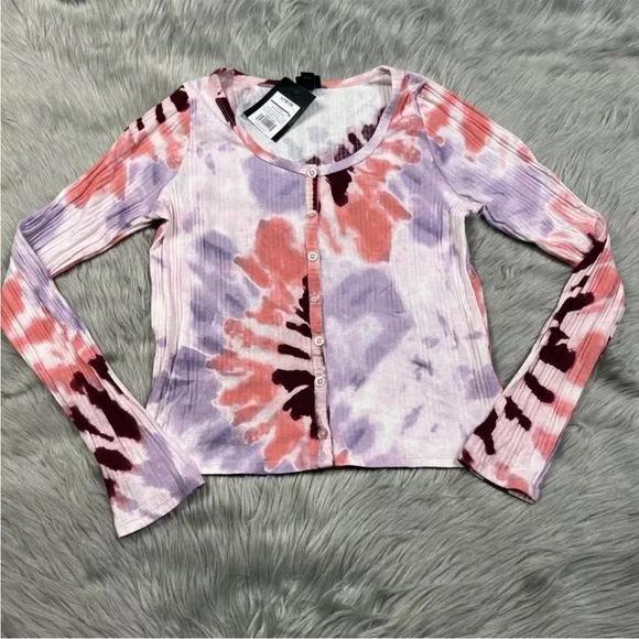 Target Art Class Girls Tie Dye Button Up Long Sleeve Shirt Large