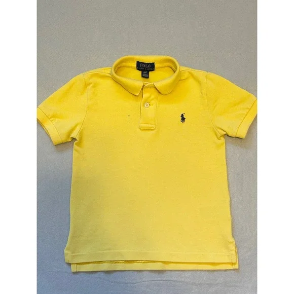 Polo Ralph Lauren Boys Yellow Cotton Pique Short Sleeve Polo Shirt Size 4/4T
