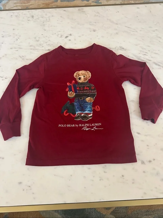 Ralph Lauren Kids Polo Bear Long-Sleeve Tee - Burgundy