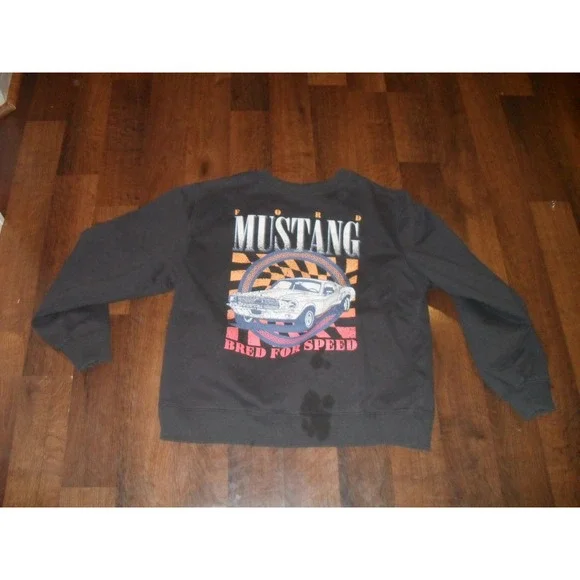 Ford‎ Mustang Bred For Speed Kids Black Graphic Sweatshirt Pullover Large LG