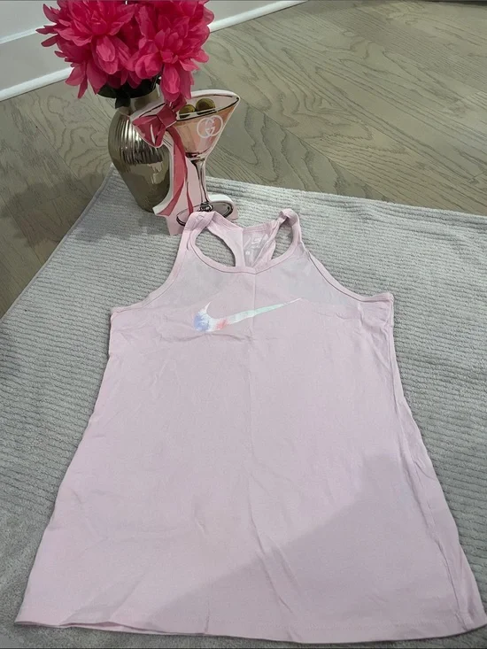 Nike Pink Racerback Tank with Iridescent Swoosh