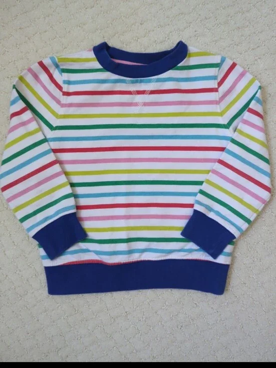 Mini Boden Striped Crewneck Kids Top in Multi-Color