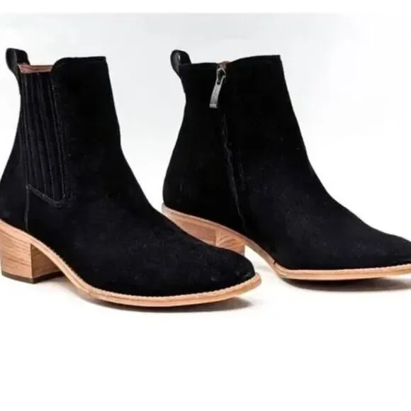 NWT PAUL GREEN Sante Bootie Soft Suede Zip Black $520