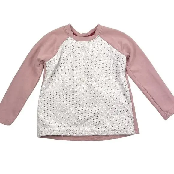 Hanna Andersson Pink Eyelet Sweatshirt
