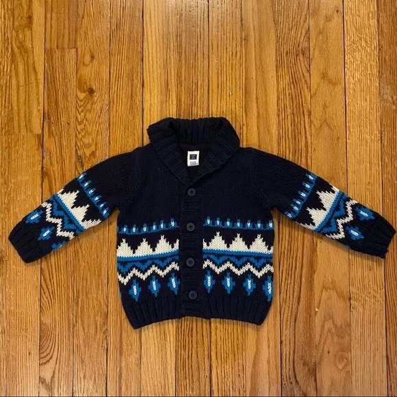 Janie And Jack Shawl Faire Isle Sweater 3-6m