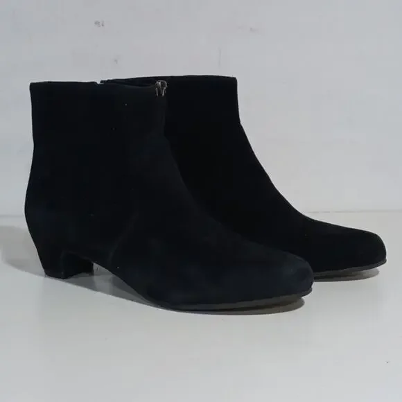 Eileen Fisher Prim Black Tumbled Nubuck Leather Booties Womans 7.5