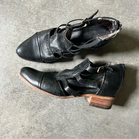 Freebird by Steven Ankle Boots Hope Leather Wood Heels