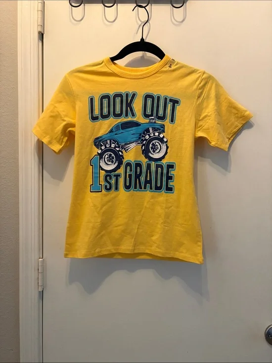 NWT The Children's Place First Grade Yellow Tee with Blue Monster Truck Graphic