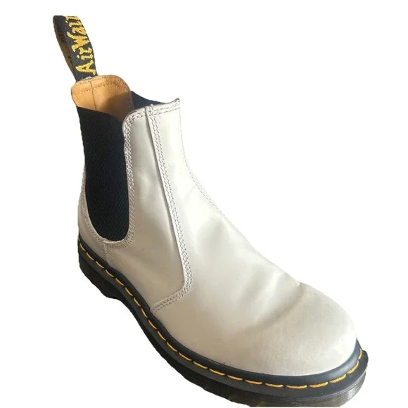 Dr  Martens 2976 YS Womens 8 Chelsea Boots  White Leather Ankle Bootie